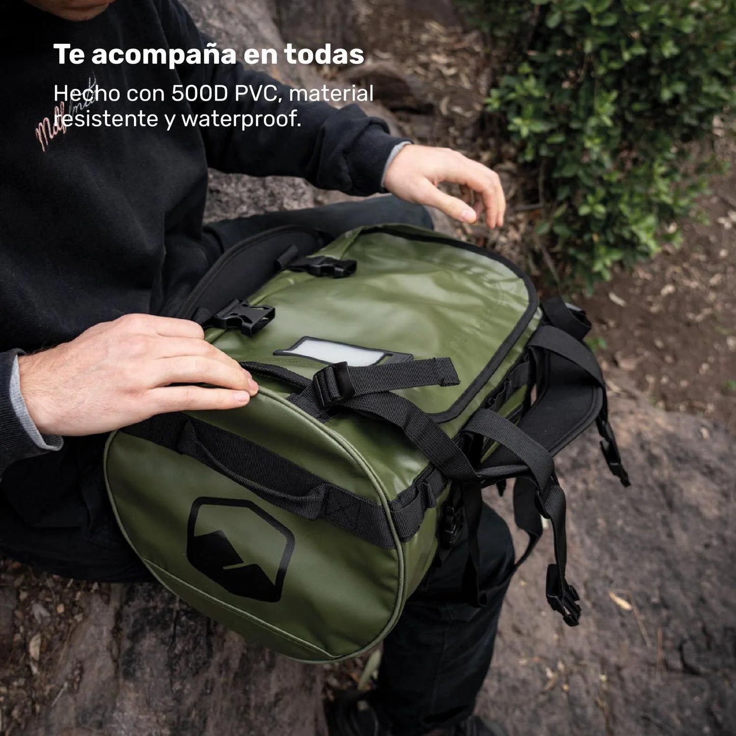 Cierre lateral del bolso deportivo Lhotse Duffel color verde