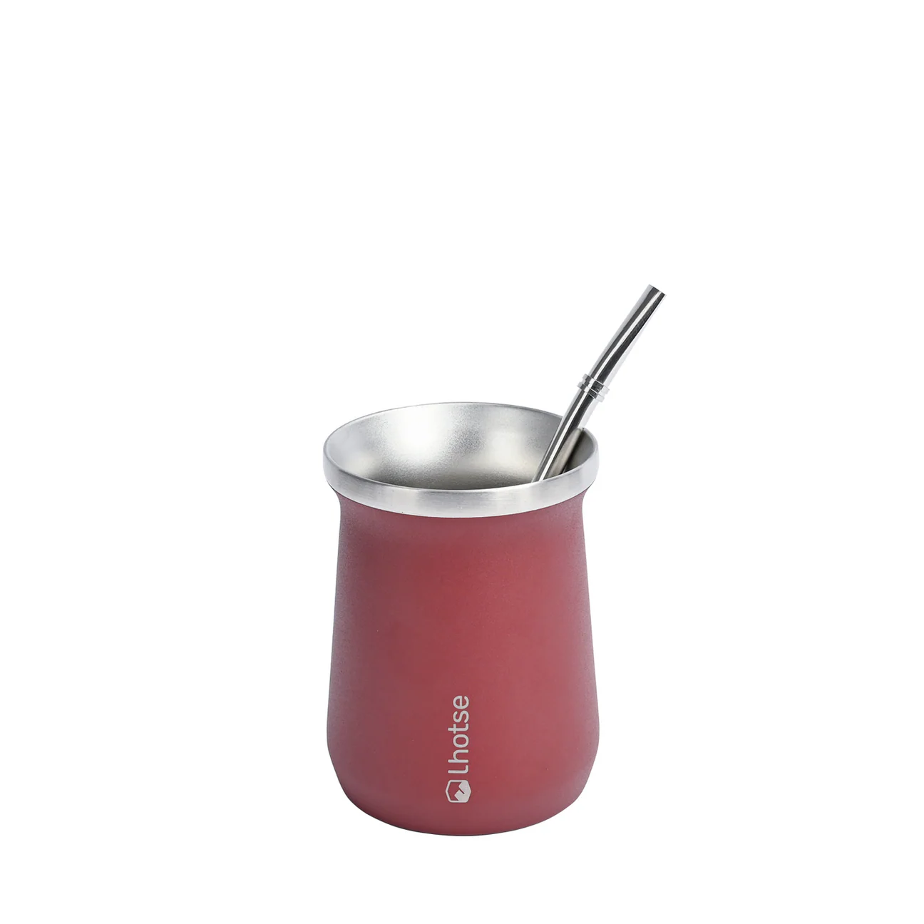 Mate térmico Lhotse rojo con bombilla incluida de acero inoxidable